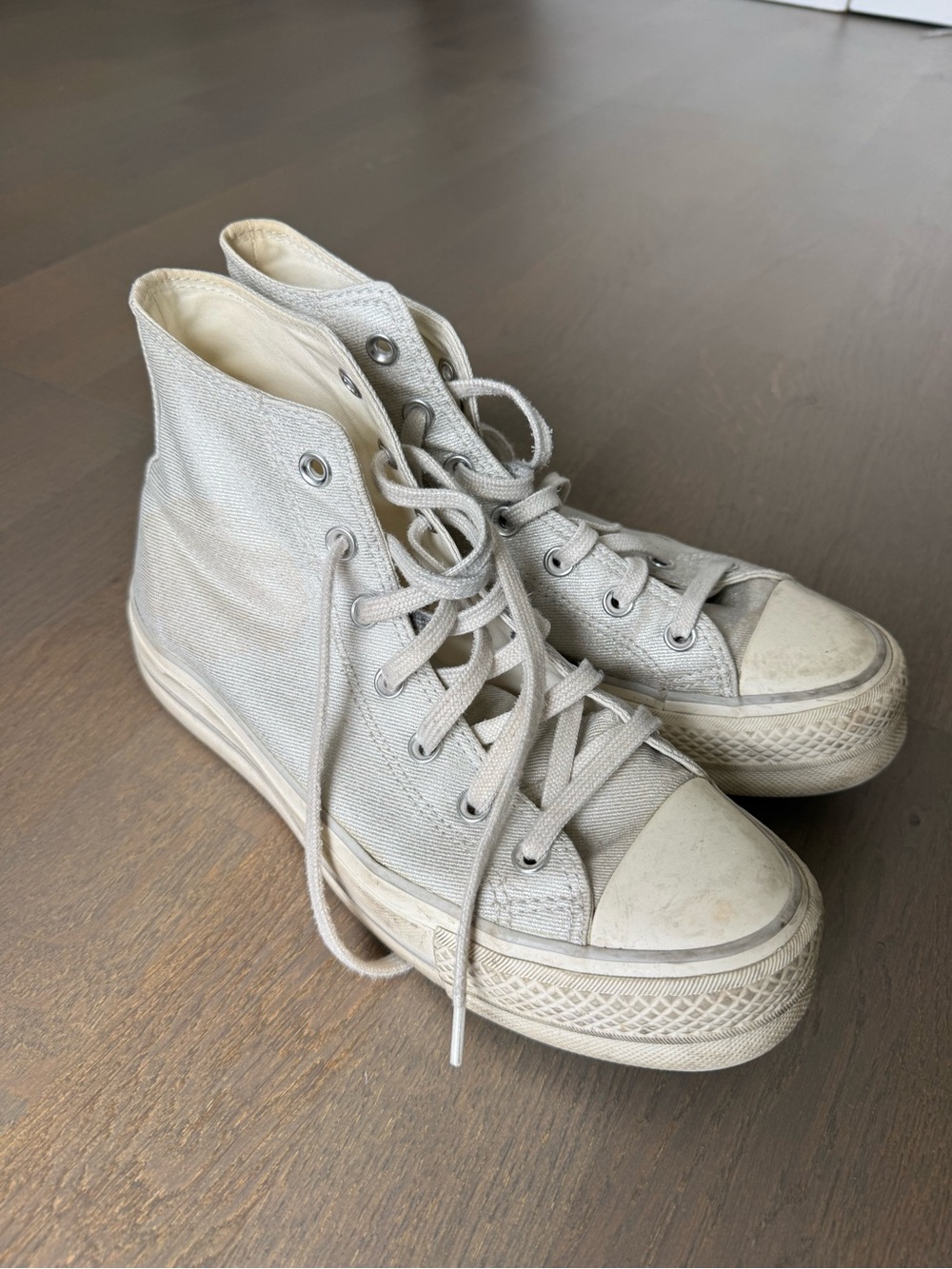 Converse Women's High-Top Canvas Sneakers in Metallic Silver